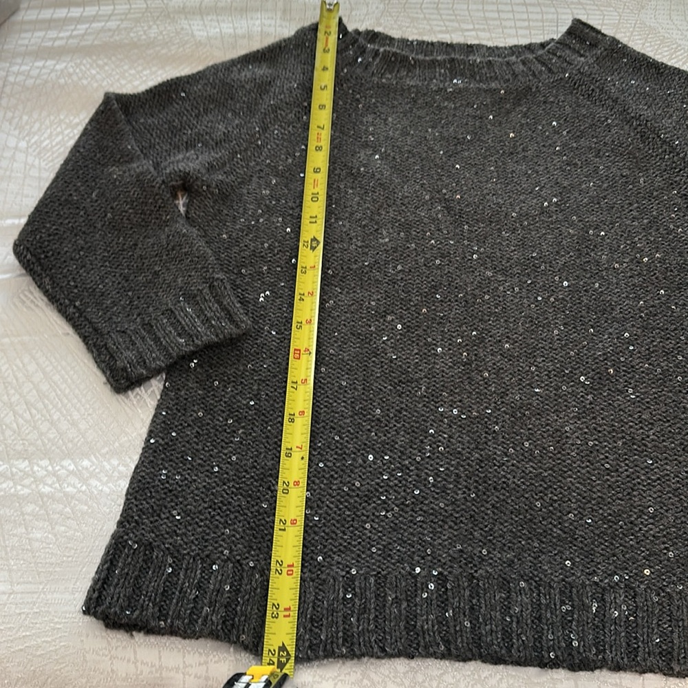 Talbots Grey Sweater With Tiny Sequins, Size Small - image 4